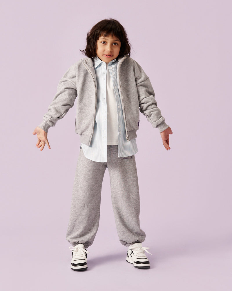 Boy in the ON7 Weekend Set: melange zip hoodie and joggers in cotton futer
